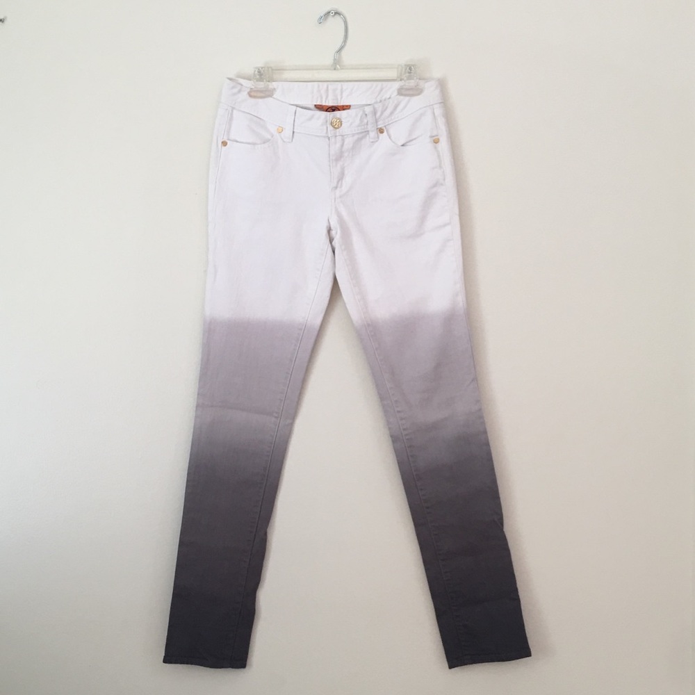 Tory Burch Grey and White Ombré Super Skinny Jeans